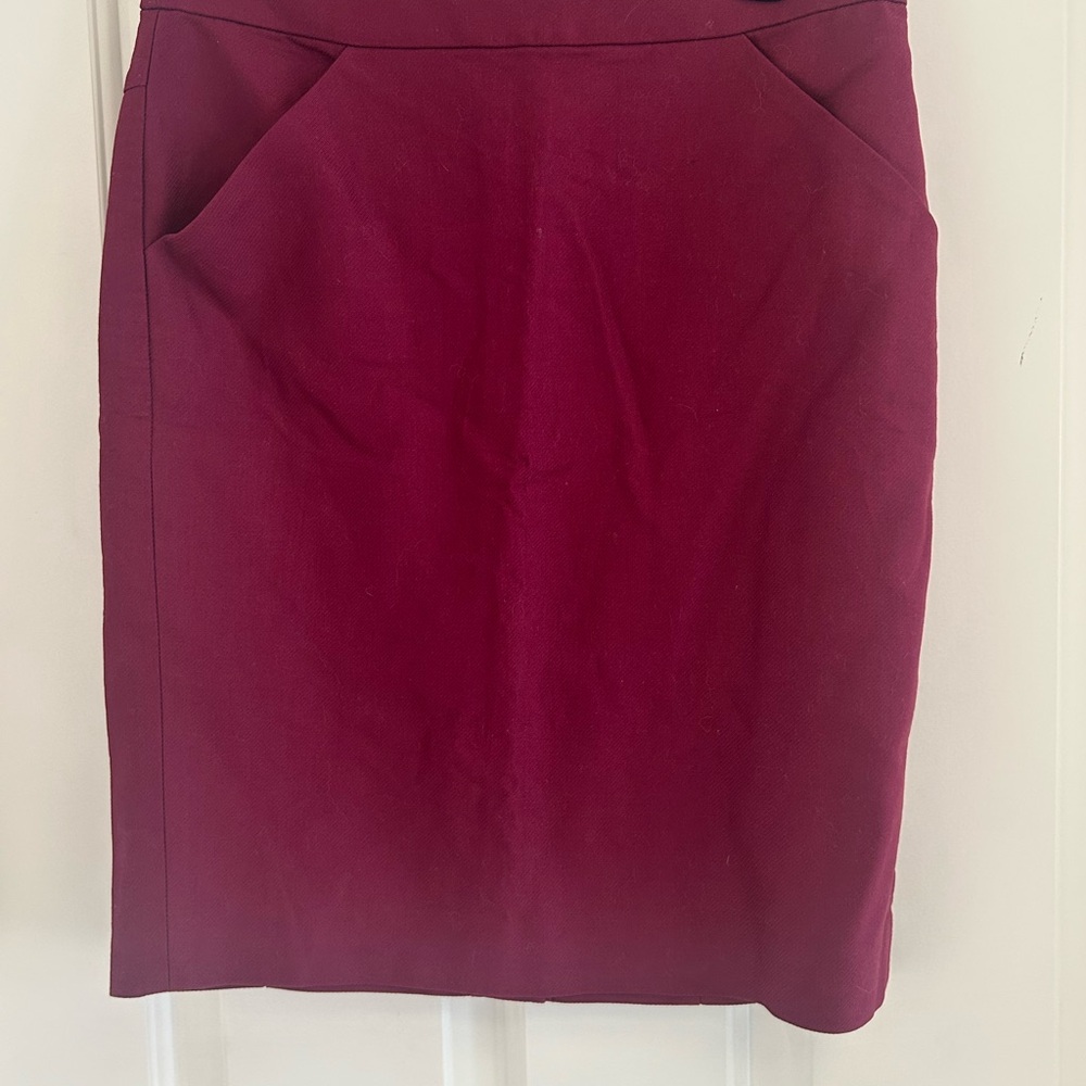 NWT JCrew Burgundy Cotton Pencil Skirt